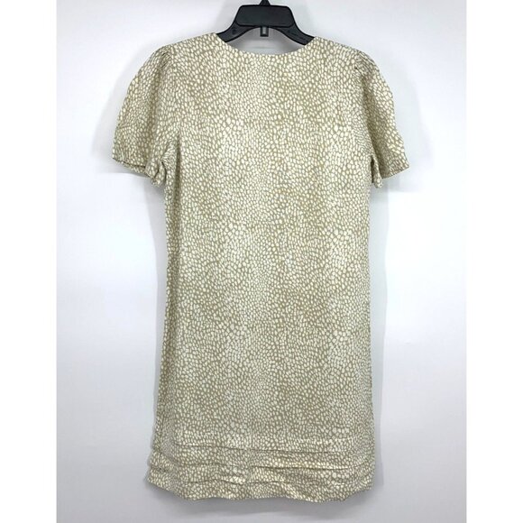 Nicole Miller Dress Linen Blend V Neck Short Sleeve Pleated NWT - Picture 8 of 10